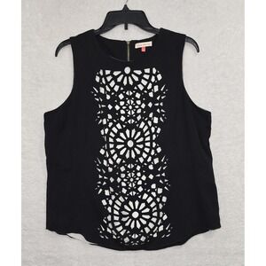 English Laundry Women's Large Black Cut Out Front Sleeveless Top Back Zip  Lined